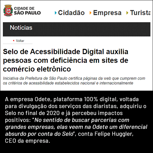 Odete foi citada em publicação sobre o Selo de acessibilidade